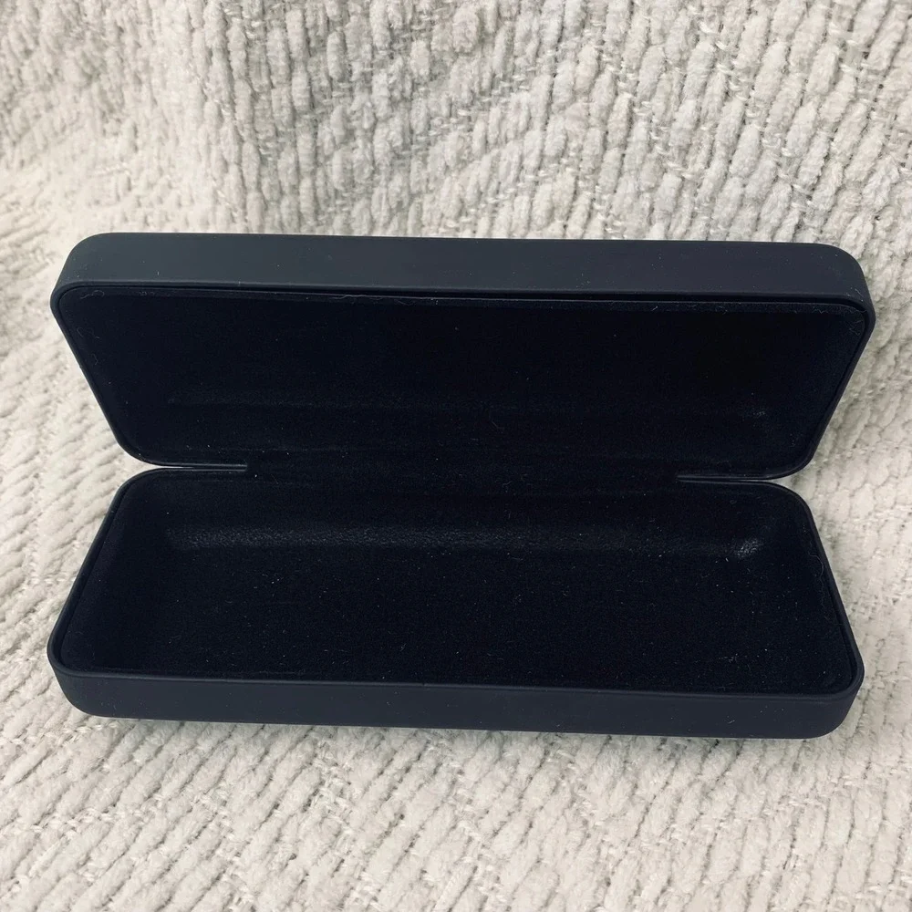 DKNY Eyewear Glasses Case Unisex Black Matte Hard Shell Debossed Logo Minimalist